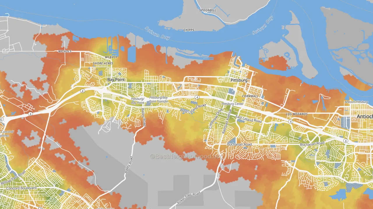 Bike Grade map of 94565, CA