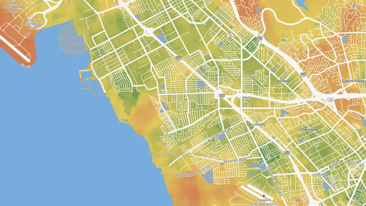 Bike Grade map of 94579, CA