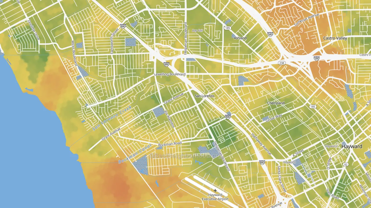 Bike Grade map of 94580, CA