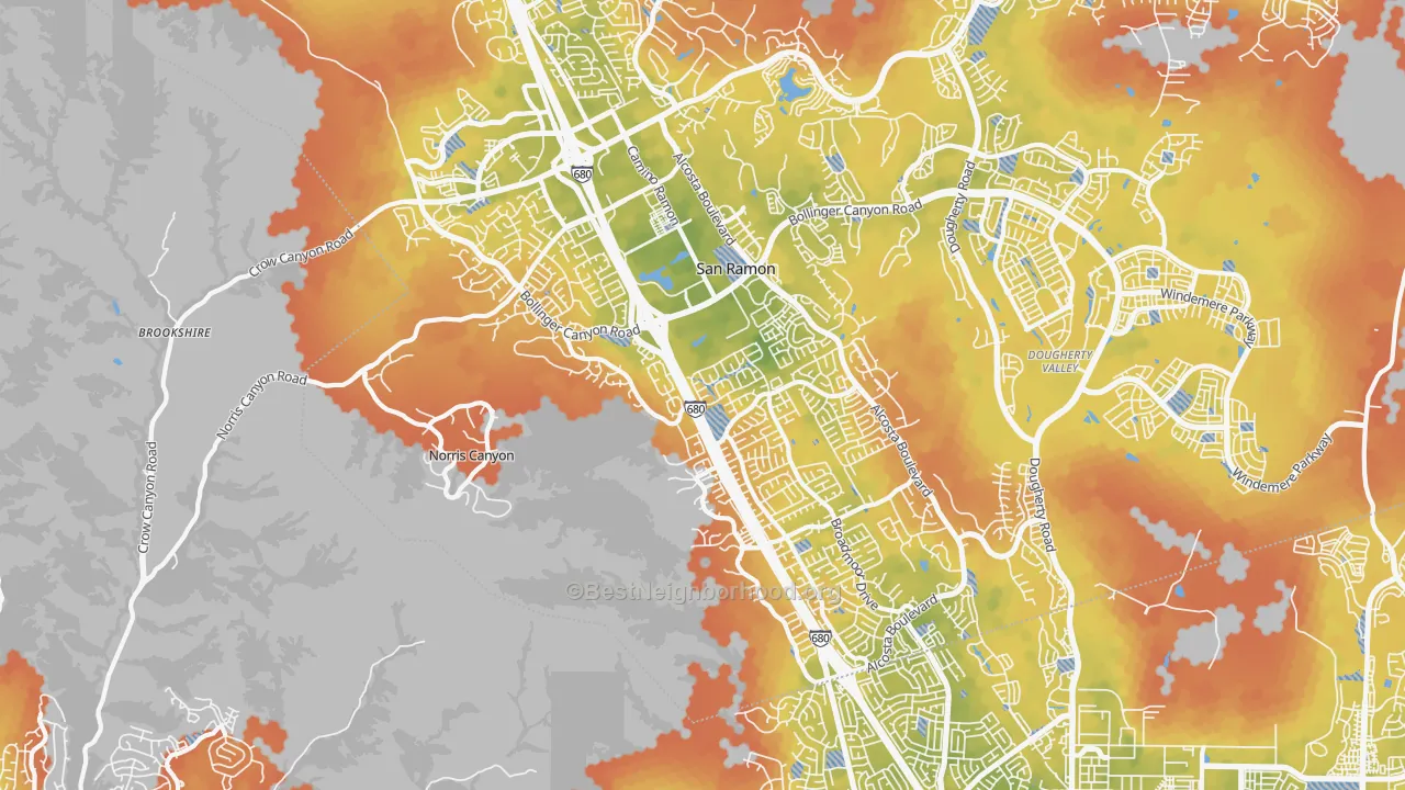Bike Grade map of 94583, CA