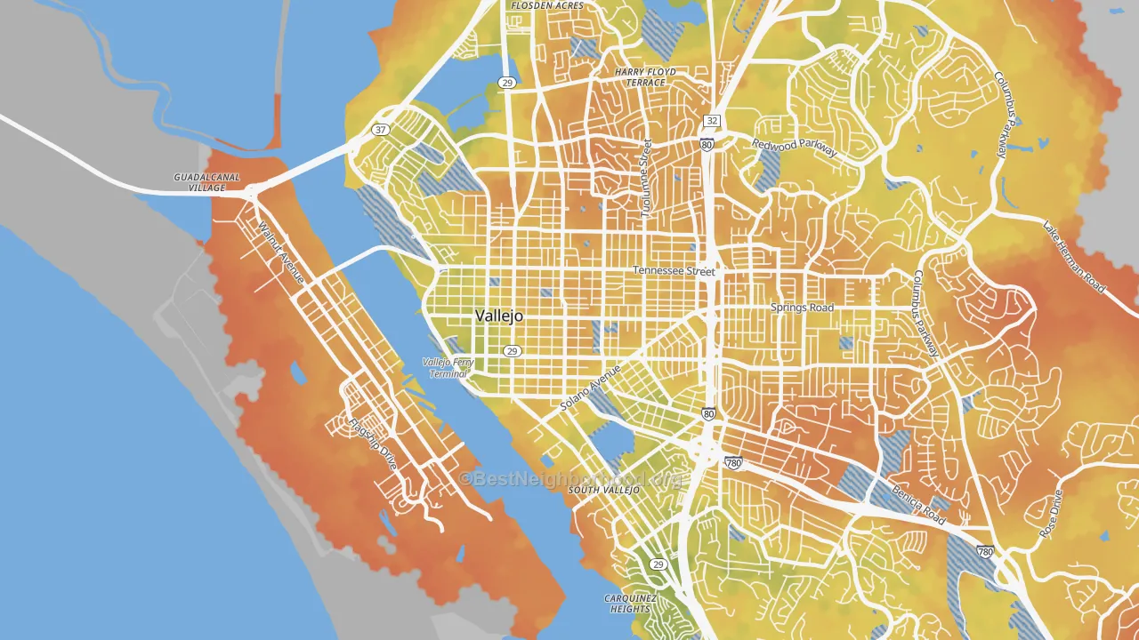 Bike Grade map of 94590, CA