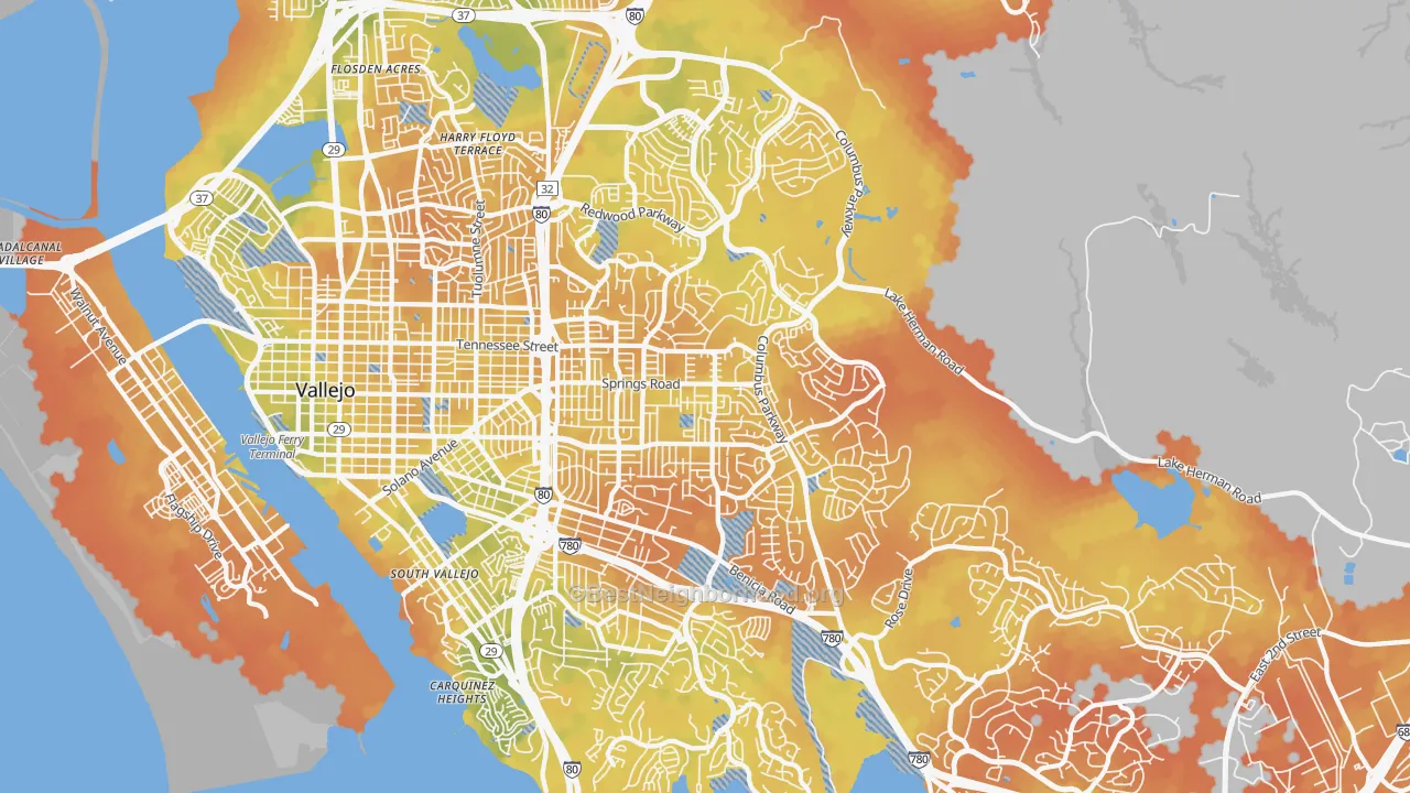 Bike Grade map of 94591, CA