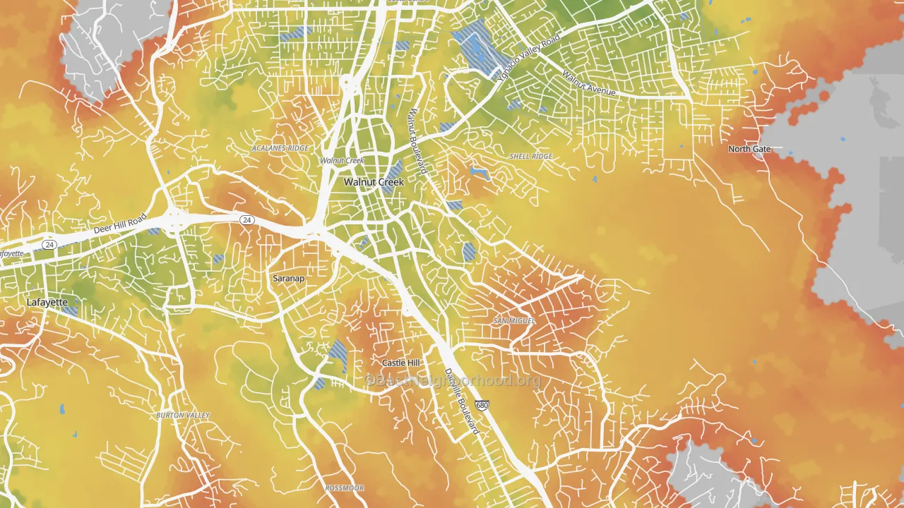 Bike Grade map of 94596, CA