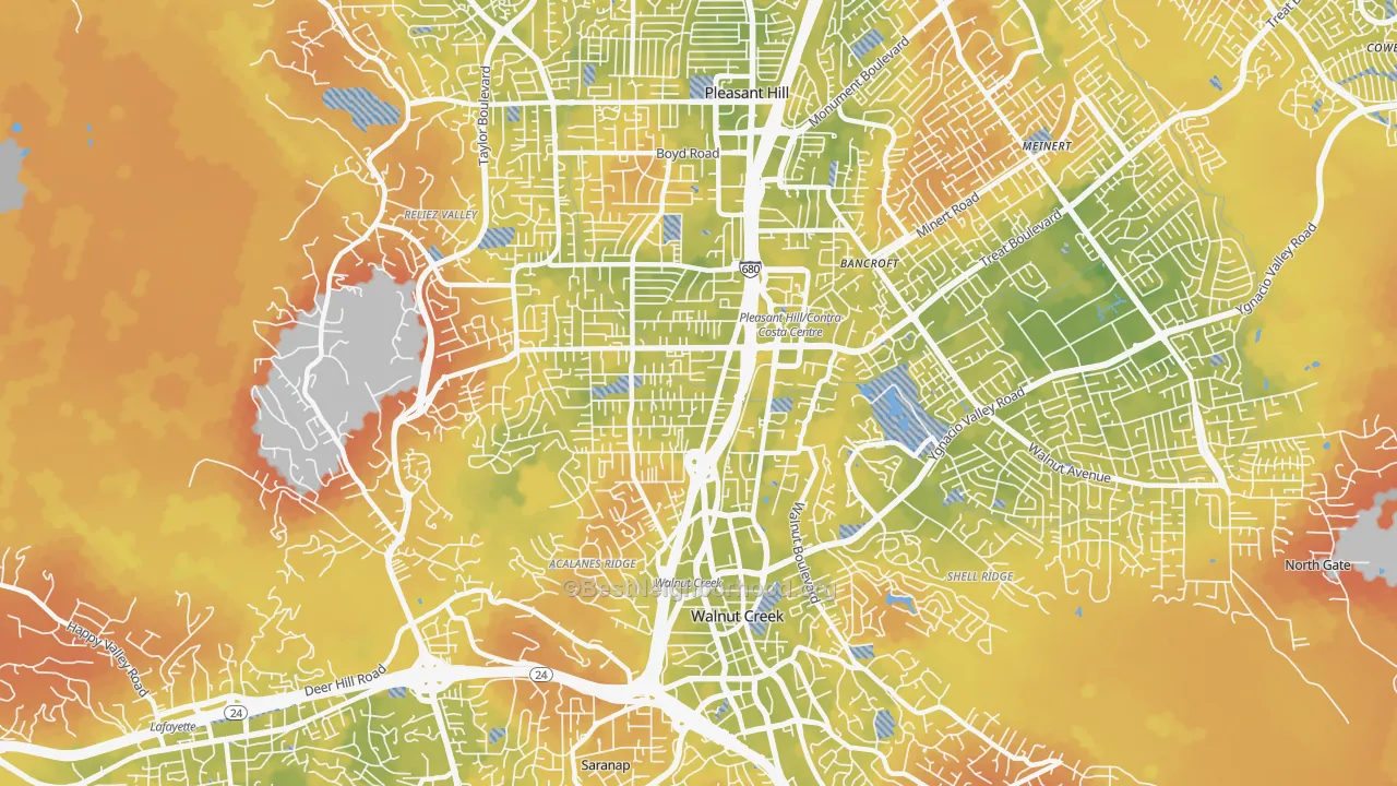 Bike Grade map of 94597, CA