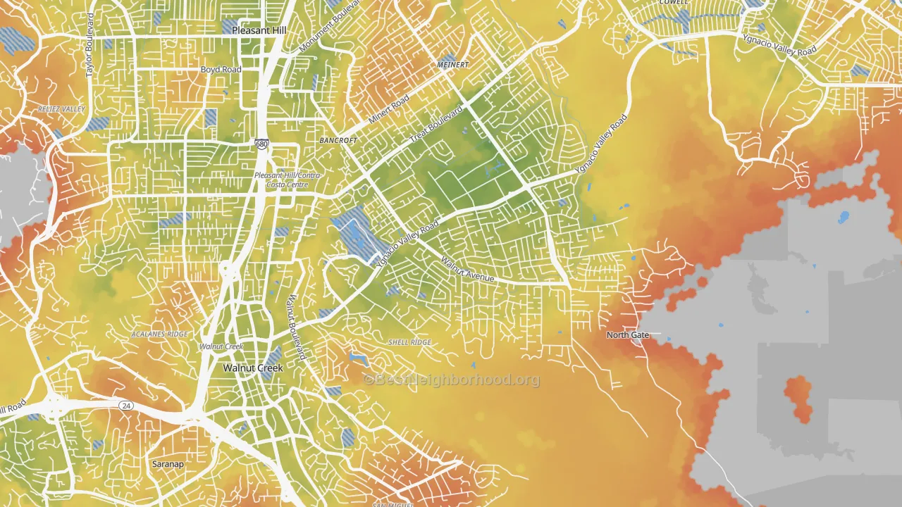 Bike Grade map of 94598, CA