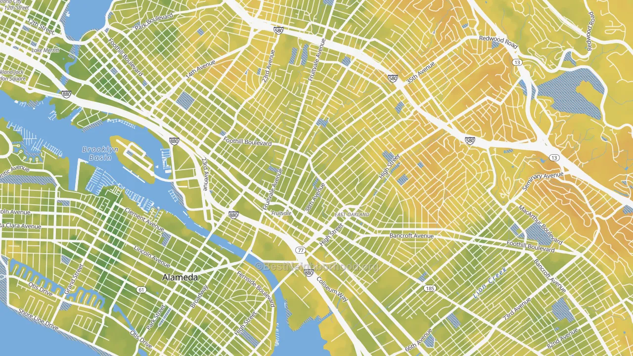 Bike Grade map of 94601, CA