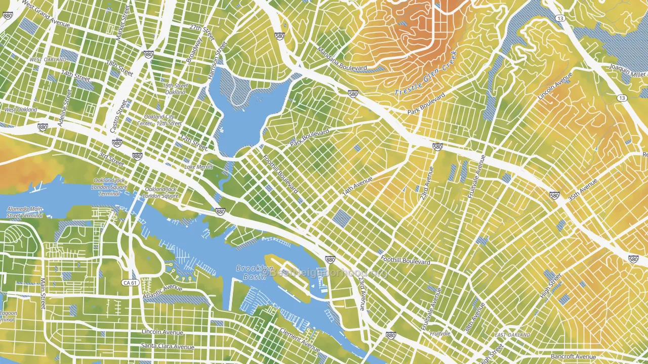 Bike Grade map of 94606, CA