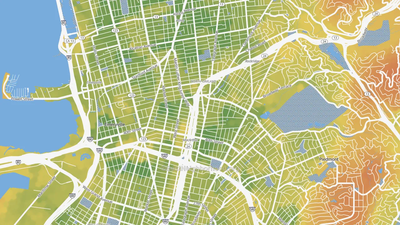 Bike Grade map of 94609, CA