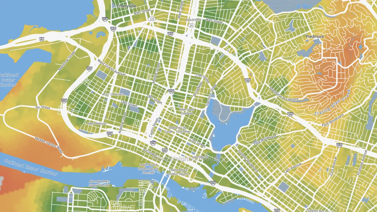 Bike Grade map of 94612, CA