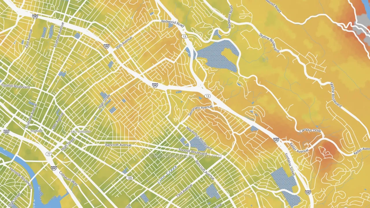 Bike Grade map of 94613, CA