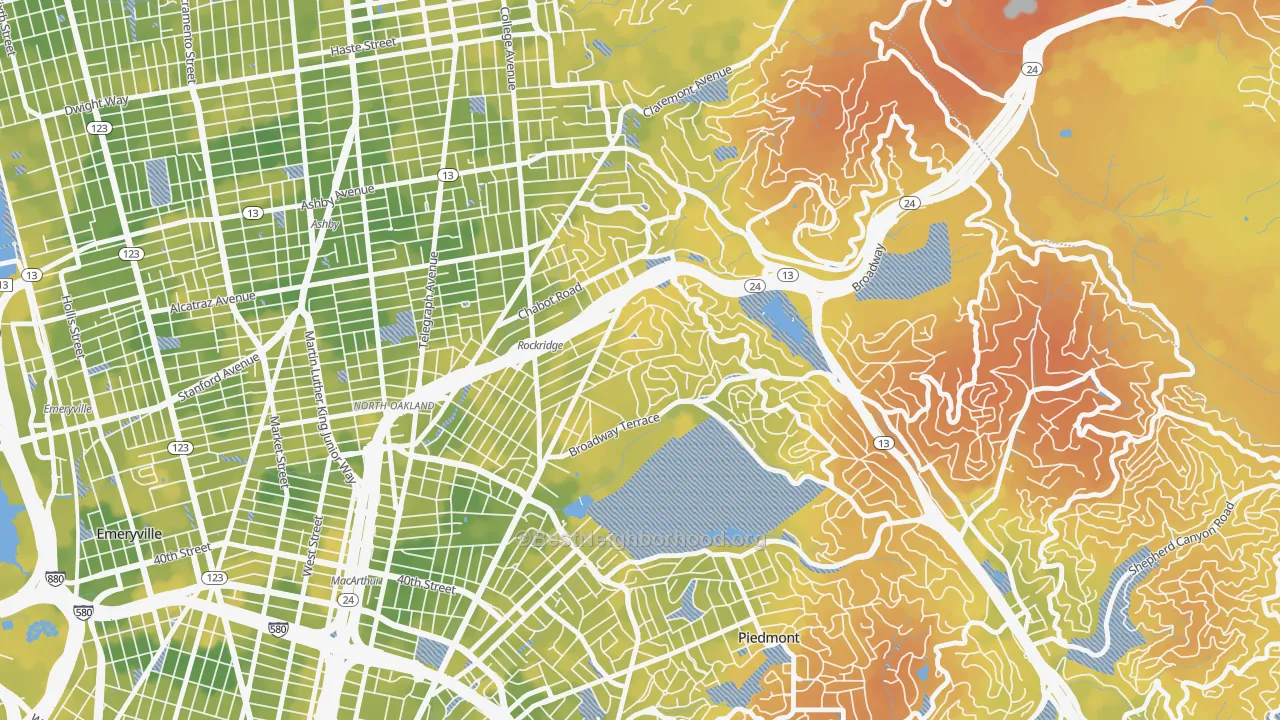 Bike Grade map of 94618, CA