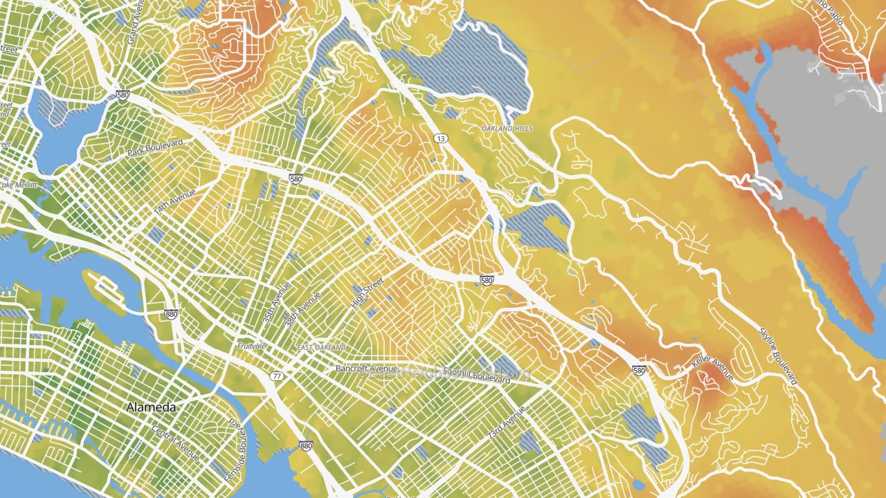 Bike Grade map of 94619, CA