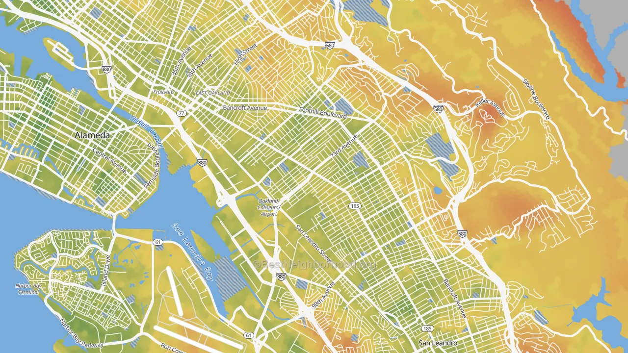 Bike Grade map of 94621, CA
