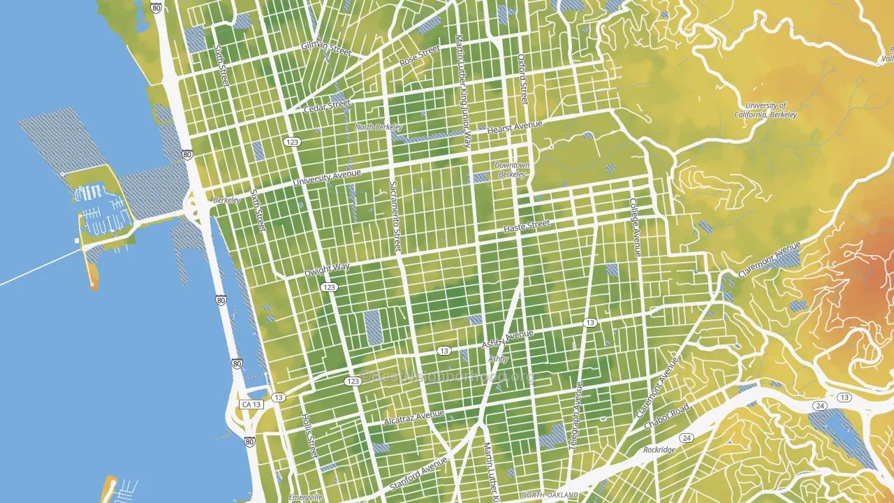 Bike Grade map of 94703, CA