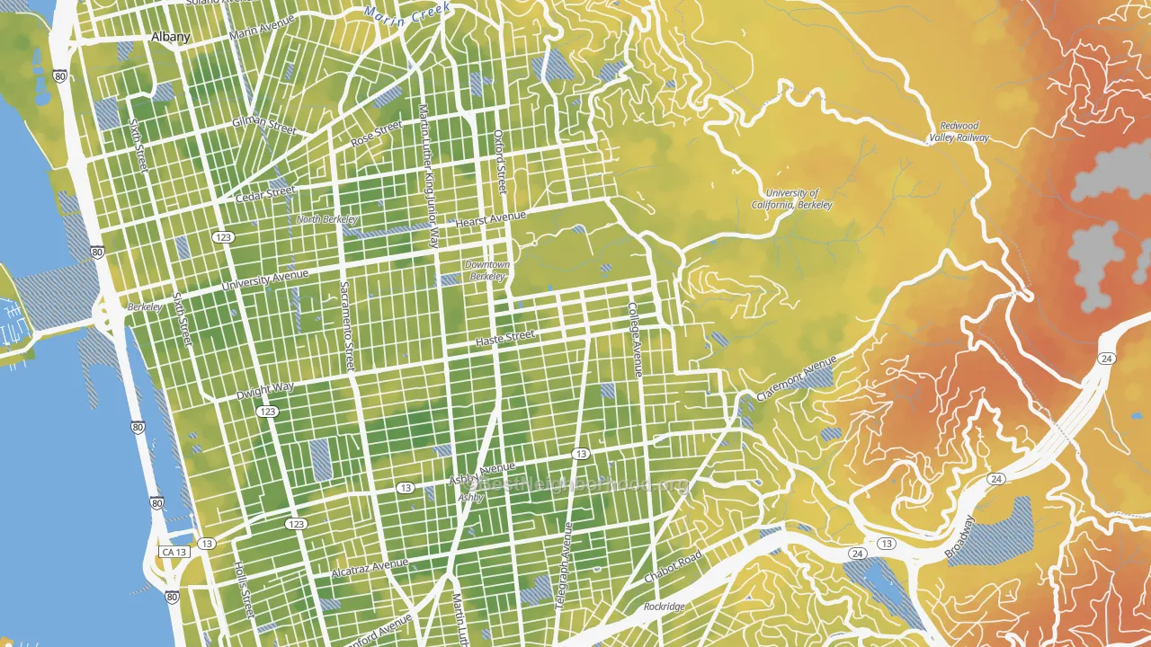 Bike Grade map of 94704, CA