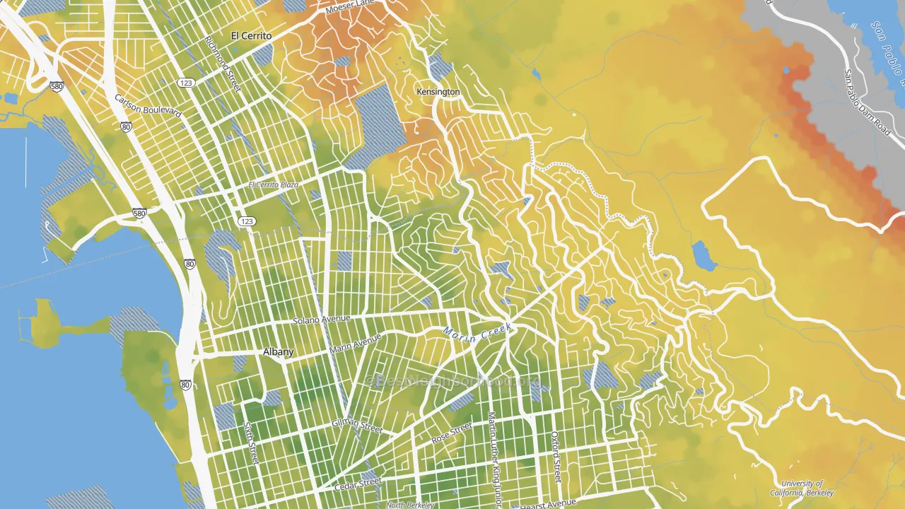 Bike Grade map of 94707, CA
