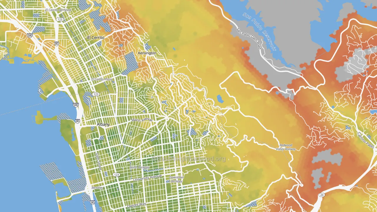 Bike Grade map of 94708, CA
