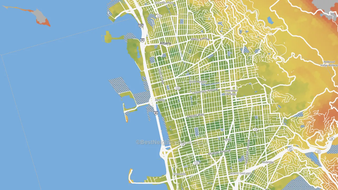Bike Grade map of 94710, CA