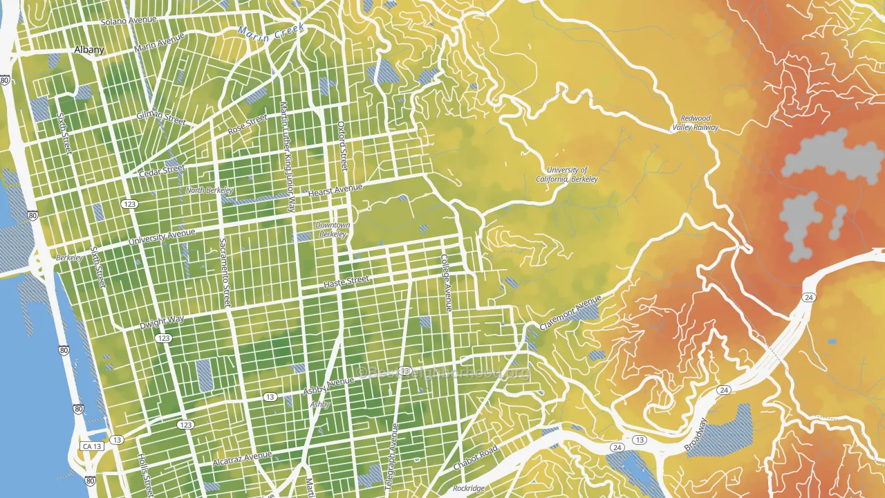 Bike Grade map of 94720, CA