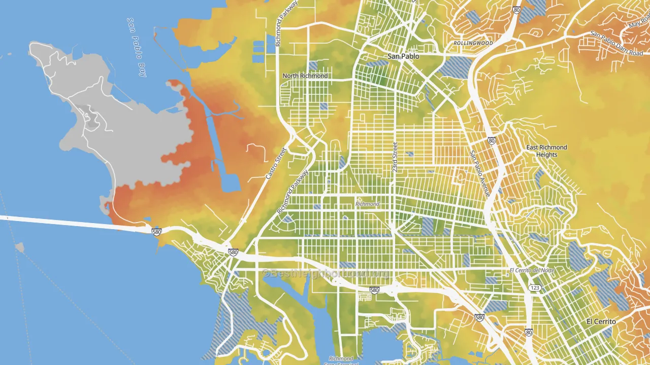 Bike Grade map of 94801, CA