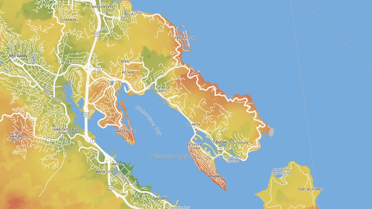 Bike Grade map of 94920, CA