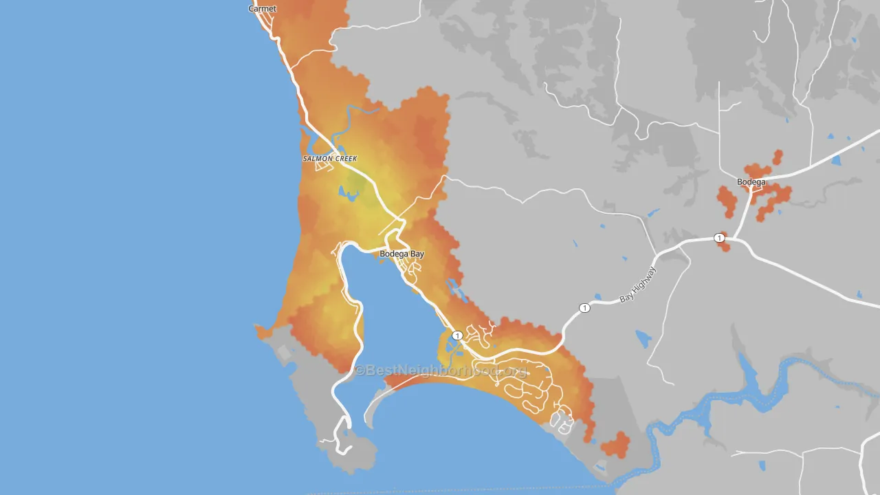 Bike Grade map of 94923, CA