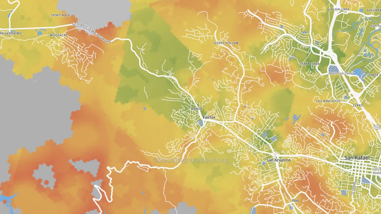 Bike Grade map of 94930, CA