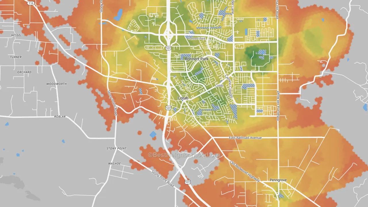 Bike Grade map of 94931, CA