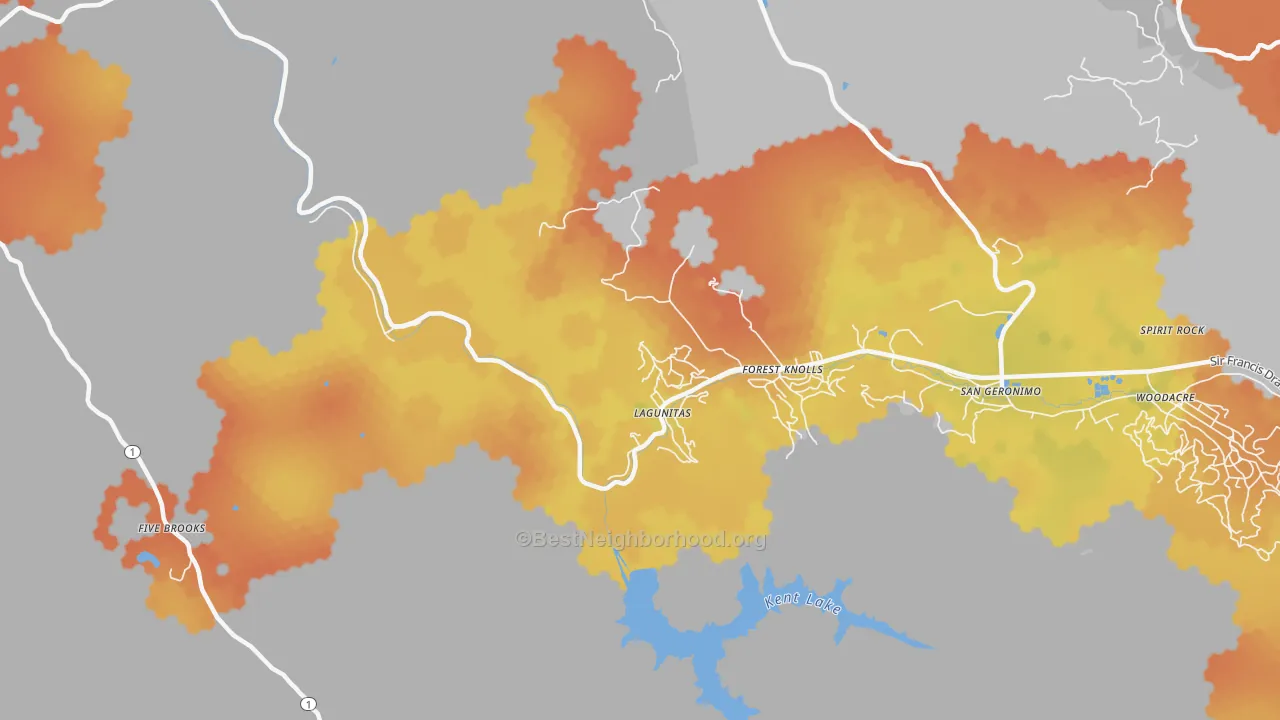 Bike Grade map of 94938, CA