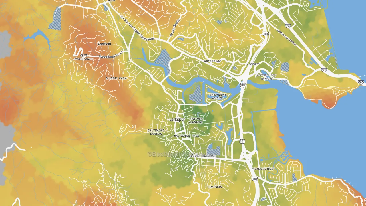 Bike Grade map of 94939, CA