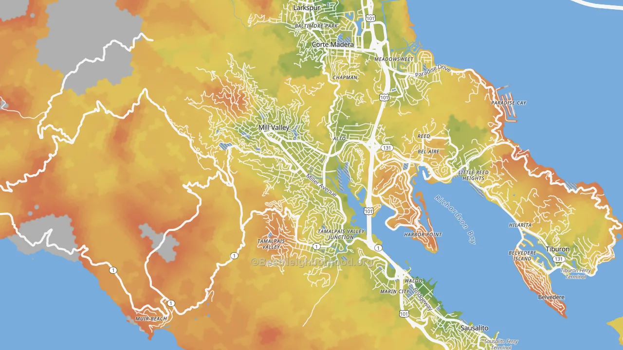 Bike Grade map of 94941, CA