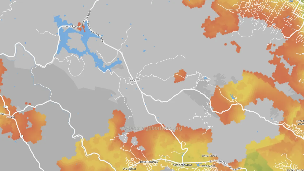 Bike Grade map of 94946, CA