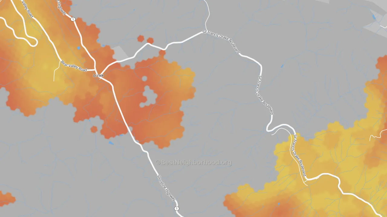 Bike Grade map of 94950, CA