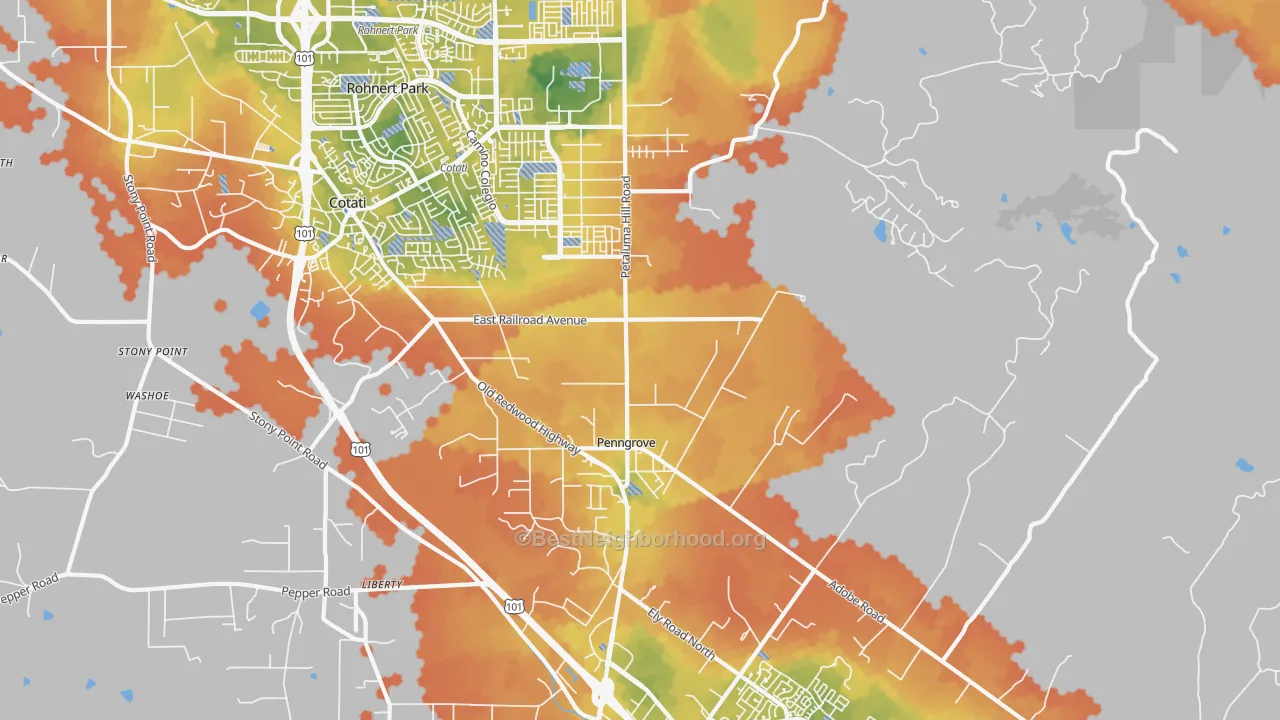 Bike Grade map of 94951, CA