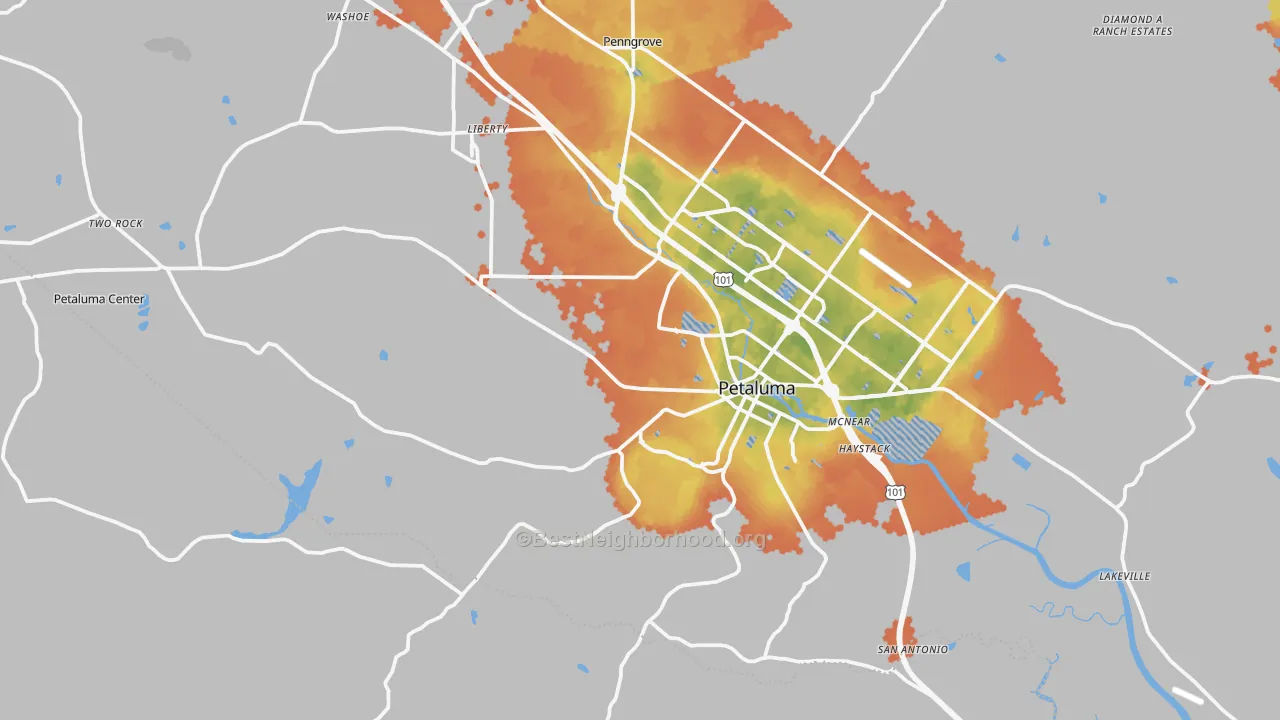 Bike Grade map of 94952, CA