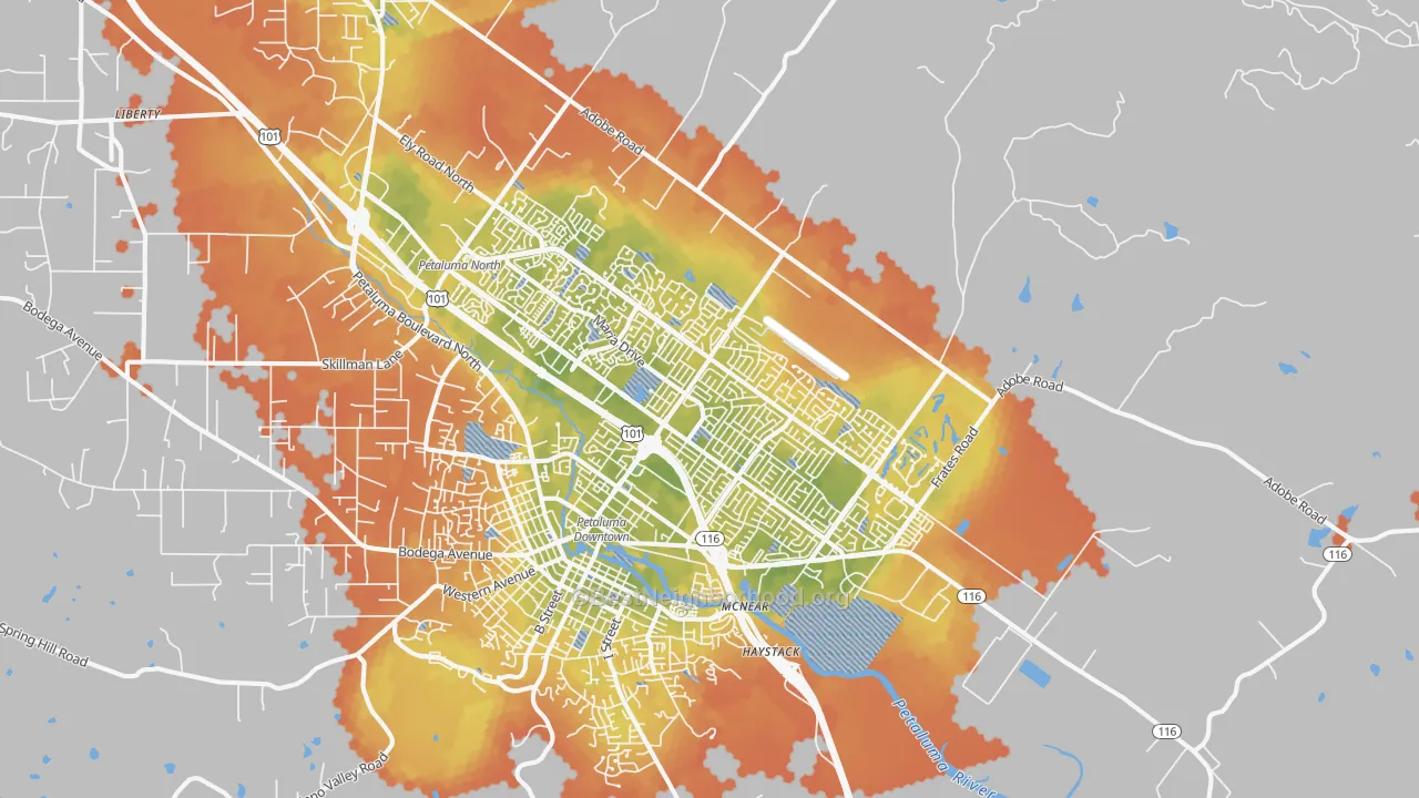 Bike Grade map of 94954, CA
