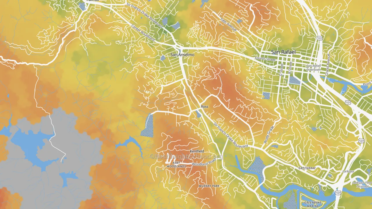 Bike Grade map of 94957, CA