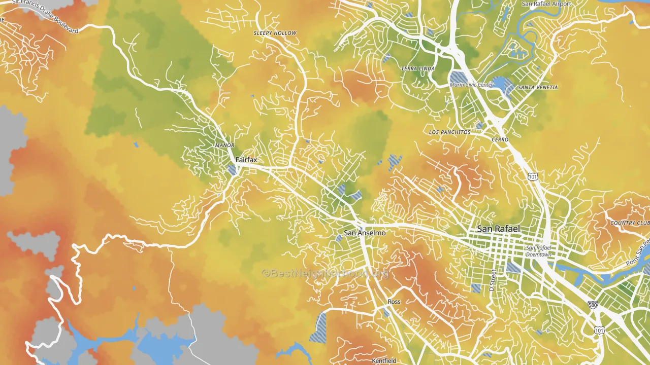 Bike Grade map of 94960, CA