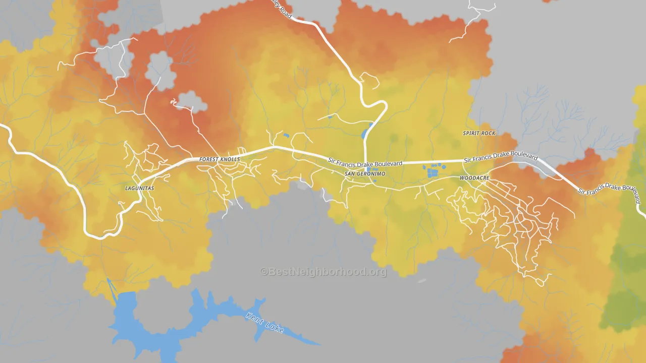 Bike Grade map of 94963, CA