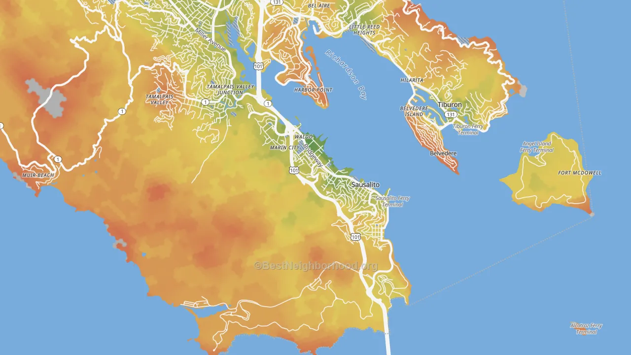 Bike Grade map of 94965, CA