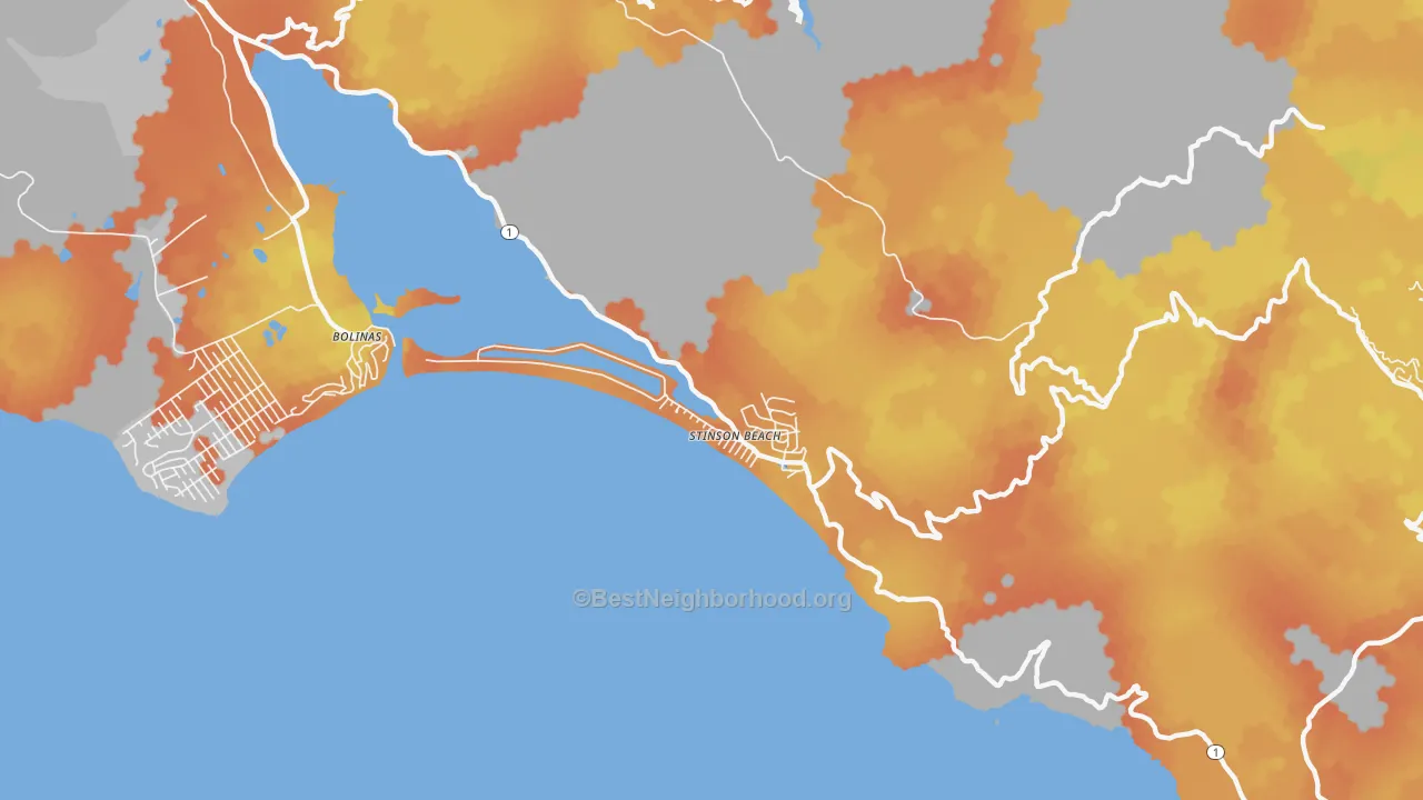 Bike Grade map of 94970, CA