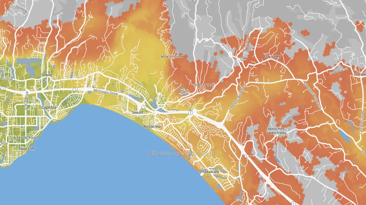 Bike Grade map of 95003, CA
