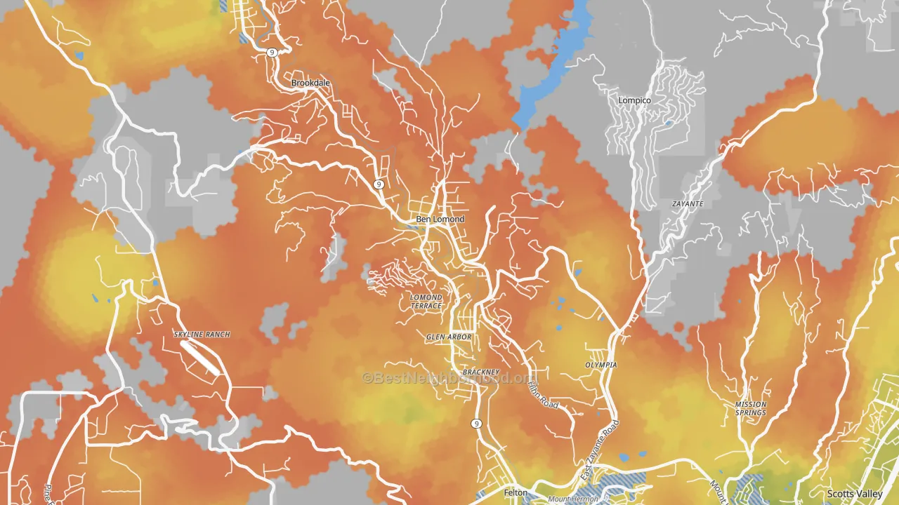 Bike Grade map of 95005, CA