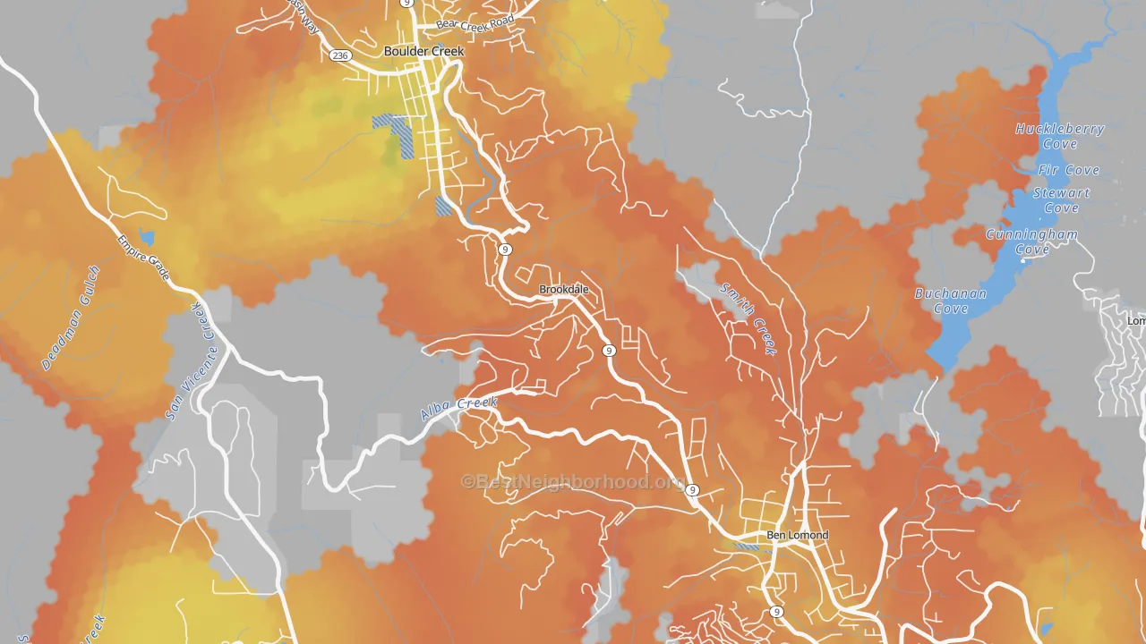 Bike Grade map of 95007, CA