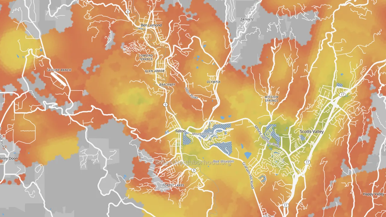 Bike Grade map of 95018, CA