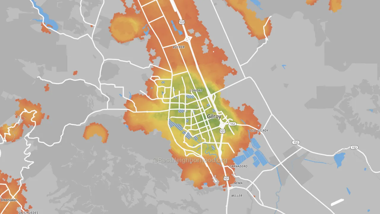 Bike Grade map of 95020, CA
