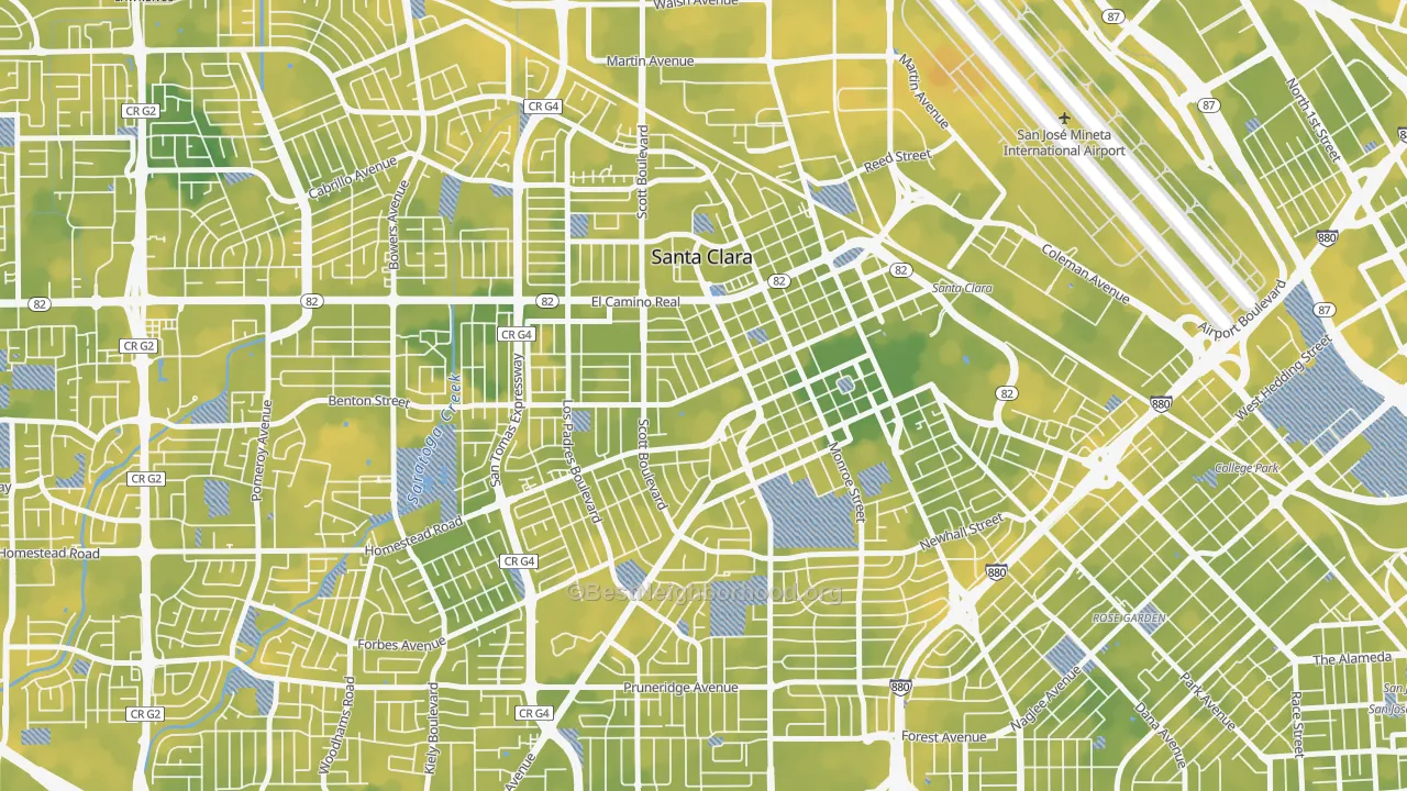 Bike Grade map of 95050, CA