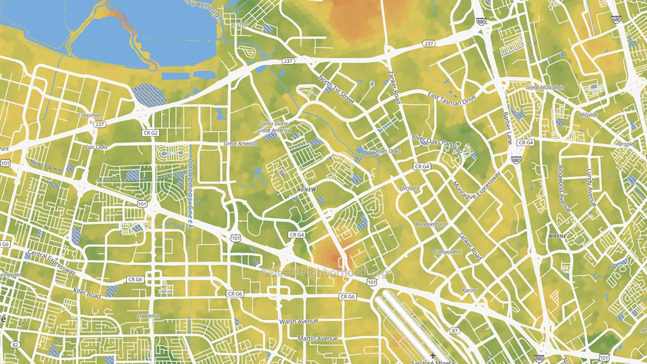Bike Grade map of 95054, CA