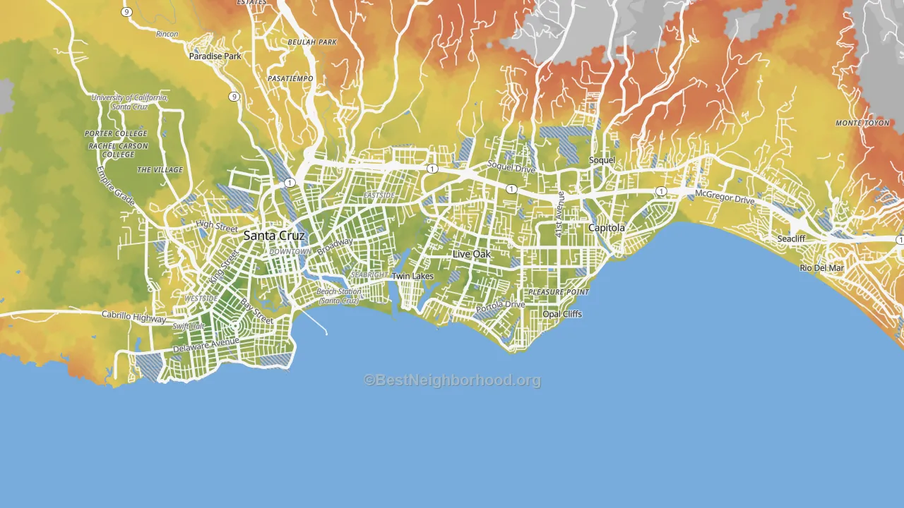 Bike Grade map of 95062, CA