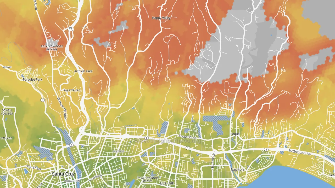 Bike Grade map of 95065, CA